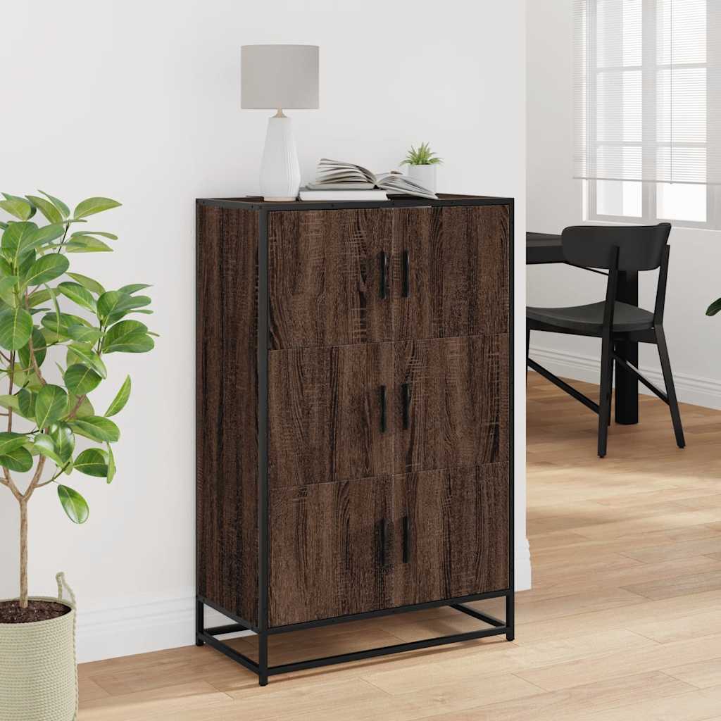vidaXL Highboard Brown Oak 68x35x106.5 cm Engineered Wood and Metal