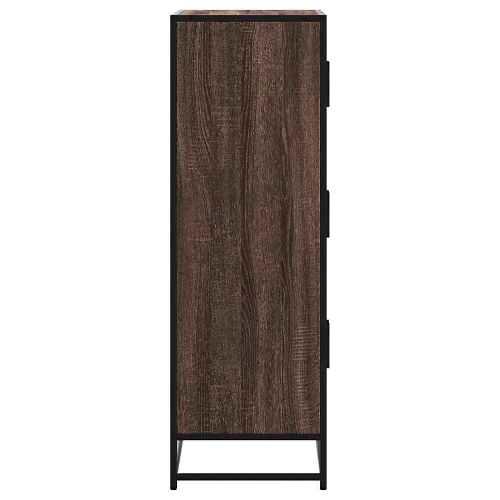 vidaXL Highboard Brown Oak 68x35x106.5 cm Engineered Wood and Metal