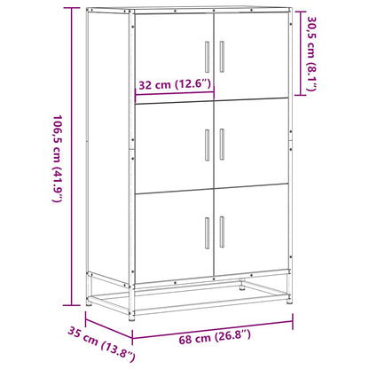 vidaXL Highboard Brown Oak 68x35x106.5 cm Engineered Wood and Metal