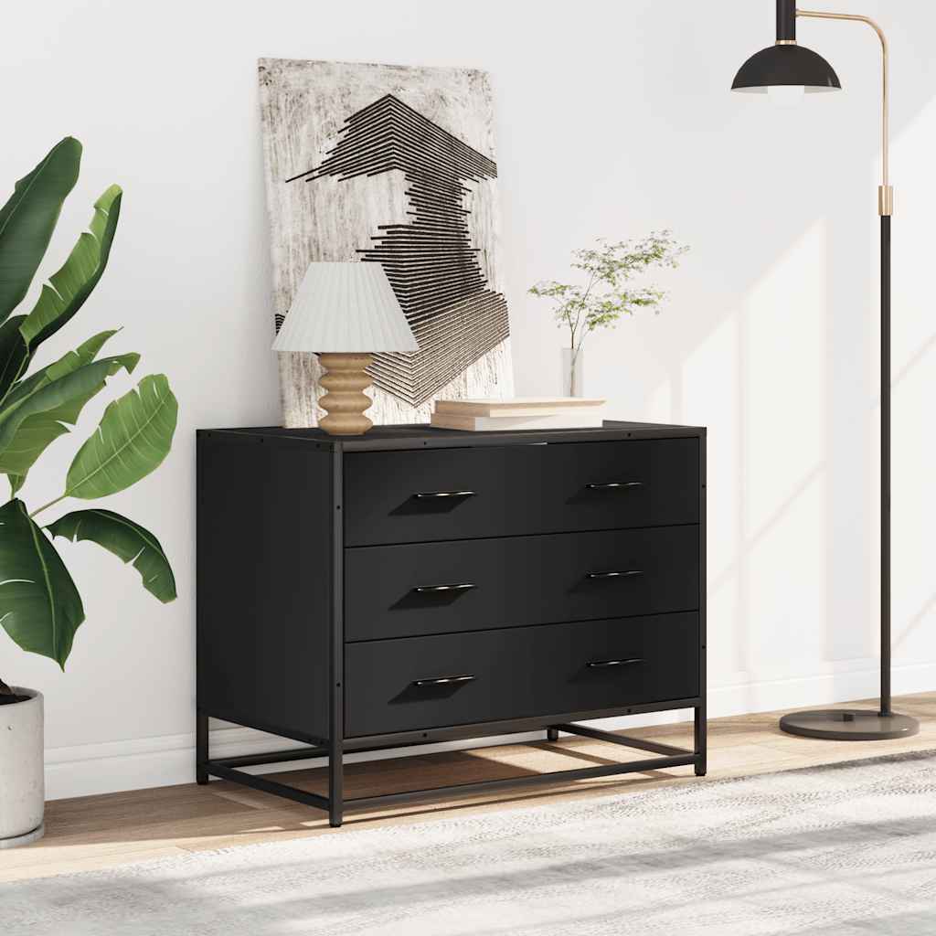 vidaXL Drawer Cabinet Black 70x41x56 cm Engineered Wood