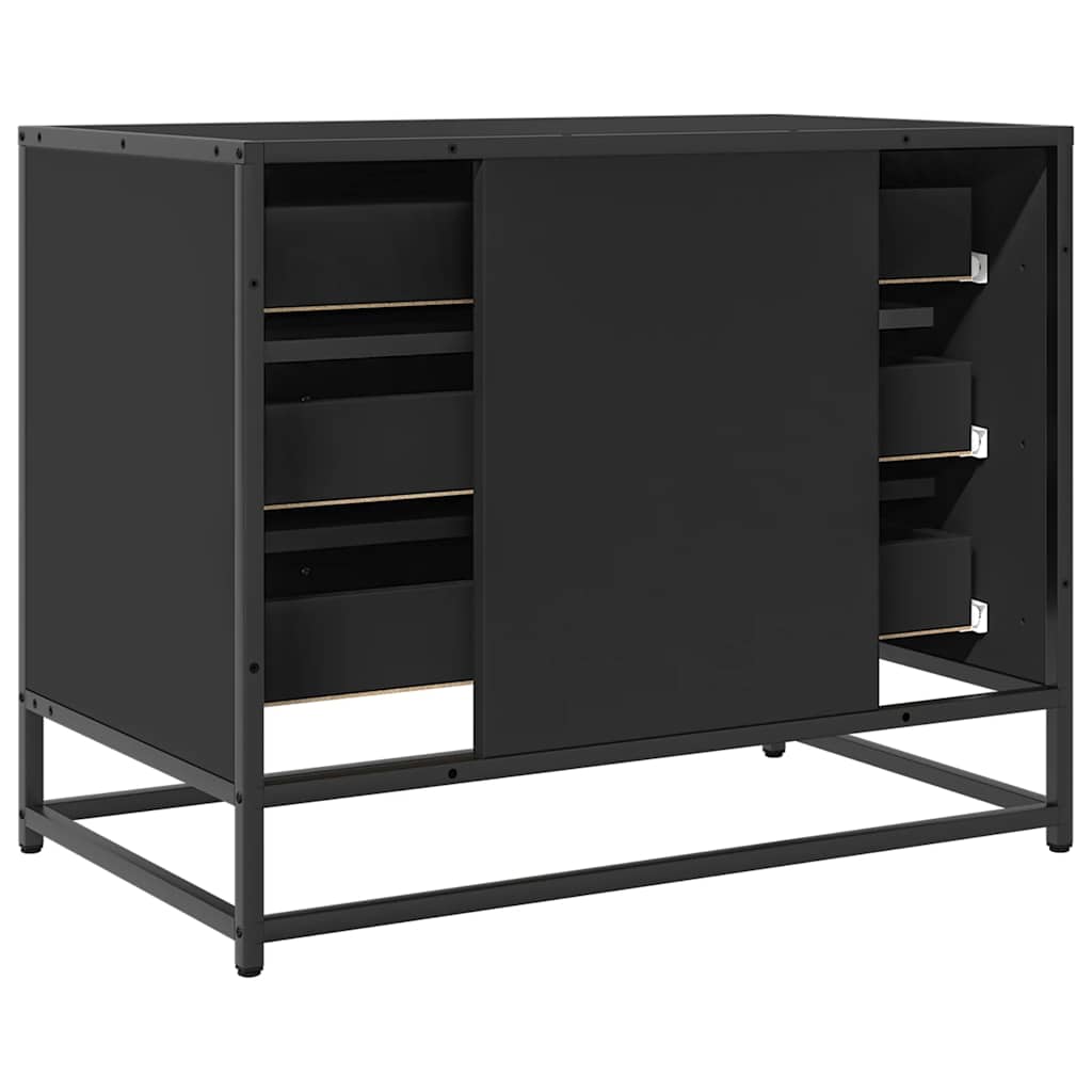 vidaXL Drawer Cabinet Black 70x41x56 cm Engineered Wood