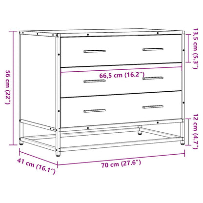 vidaXL Drawer Cabinet Black 70x41x56 cm Engineered Wood