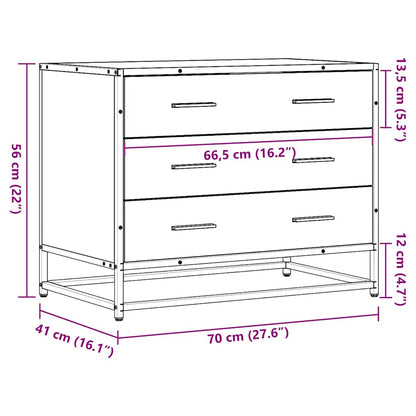 vidaXL Drawer Cabinet Brown Oak 70x41x56 cm Engineered Wood