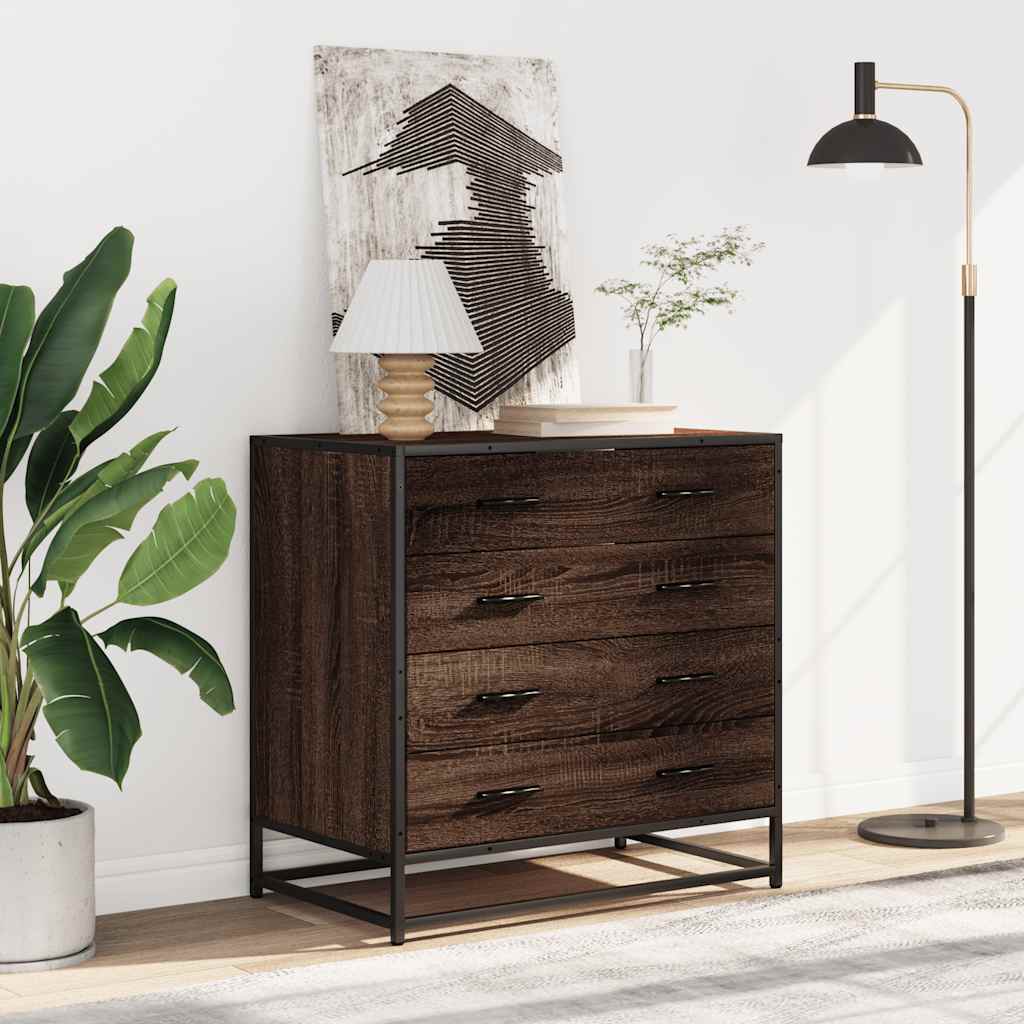 vidaXL Drawer Cabinet Brown Oak 70x41x70 cm Engineered Wood