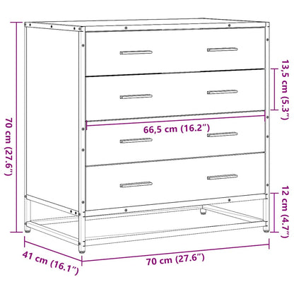 vidaXL Drawer Cabinet Brown Oak 70x41x70 cm Engineered Wood