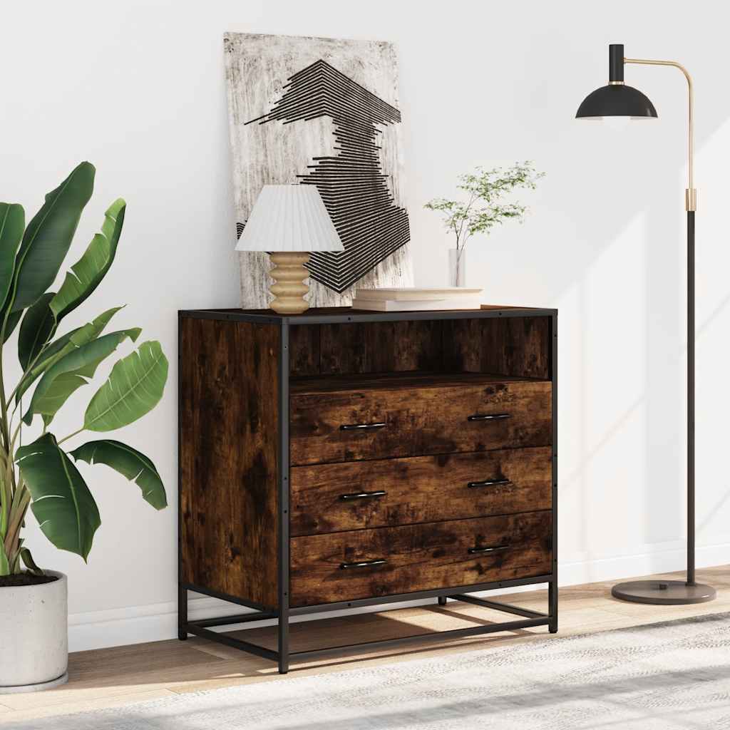vidaXL Drawer Cabinet Smoked Oak 70x41x70 cm Engineered Wood