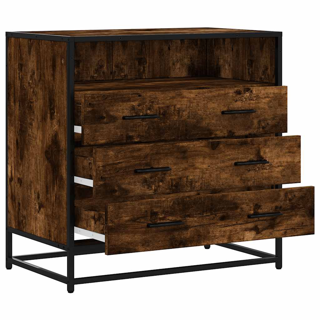 vidaXL Drawer Cabinet Smoked Oak 70x41x70 cm Engineered Wood