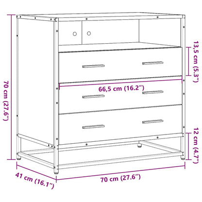 vidaXL Drawer Cabinet Smoked Oak 70x41x70 cm Engineered Wood