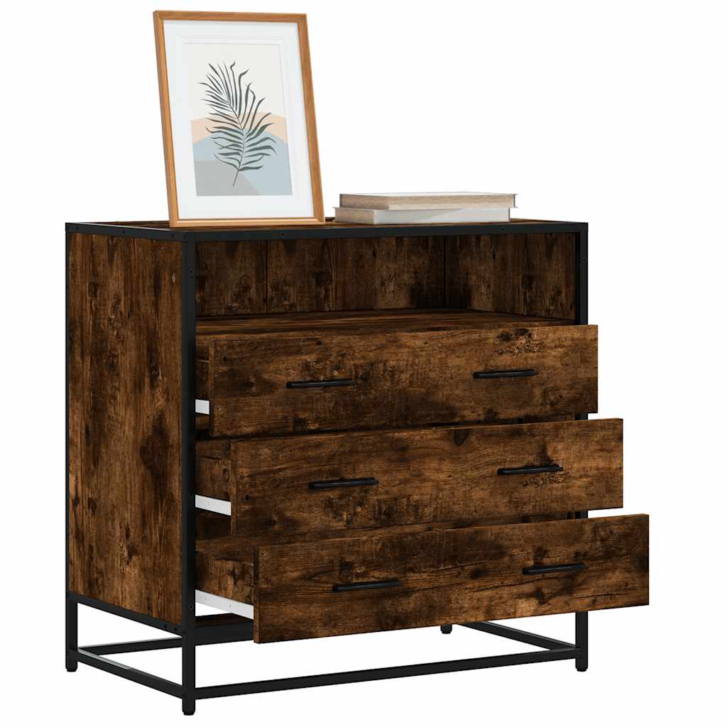 vidaXL Drawer Cabinet Smoked Oak 70x41x70 cm Engineered Wood