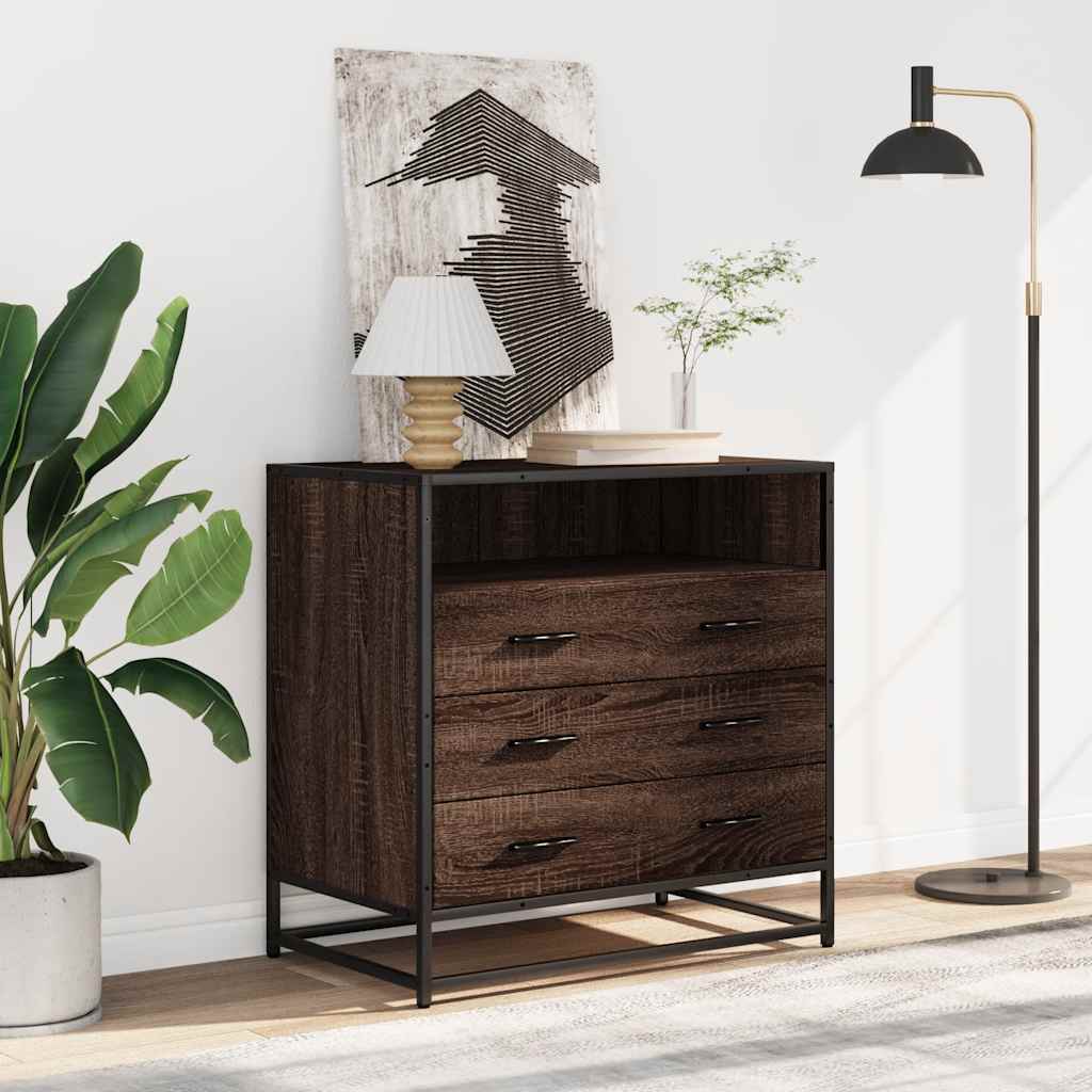 vidaXL Drawer Cabinet Brown Oak 70x41x70 cm Engineered Wood