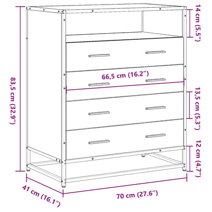 vidaXL Drawer Cabinet Sonoma Oak 70x41x83.5 cm Engineered Wood
