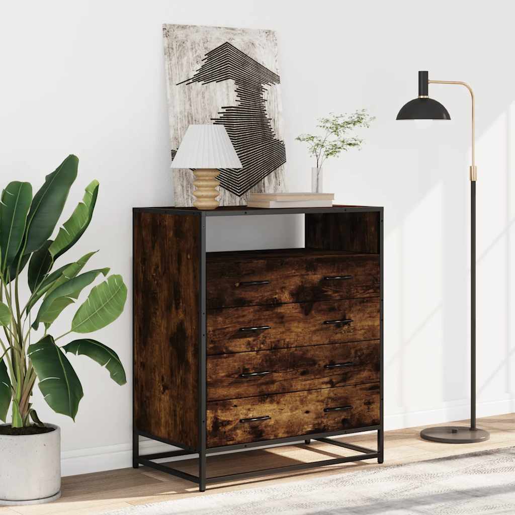 vidaXL Drawer Cabinet Smoked Oak 70x41x83.5 cm Engineered Wood