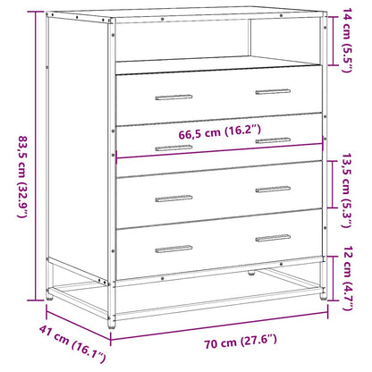 vidaXL Drawer Cabinet Smoked Oak 70x41x83.5 cm Engineered Wood