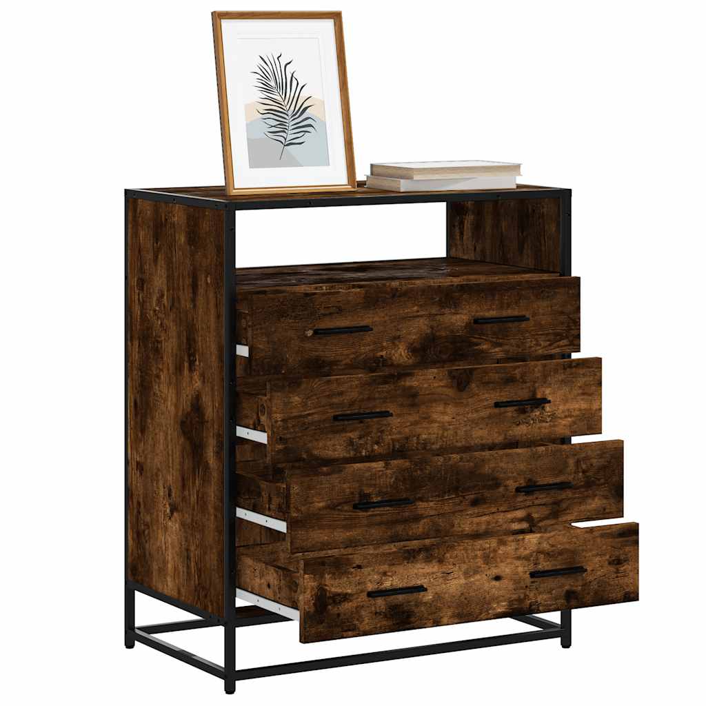 vidaXL Drawer Cabinet Smoked Oak 70x41x83.5 cm Engineered Wood