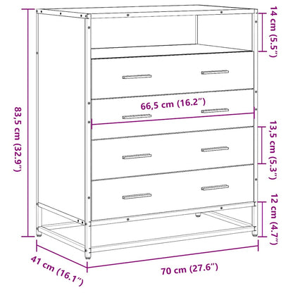 vidaXL Drawer Cabinet Grey Sonoma 70x41x83.5 cm Engineered Wood