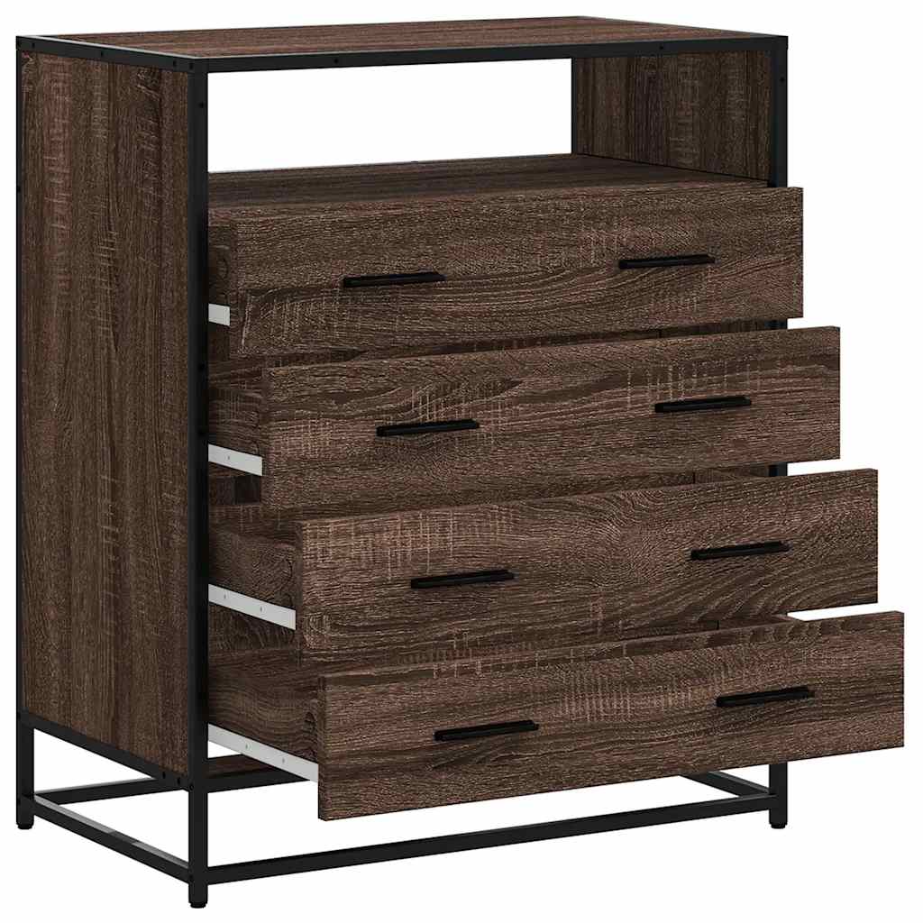 vidaXL Drawer Cabinet Brown Oak 70x41x83,5 cm Engineered Wood