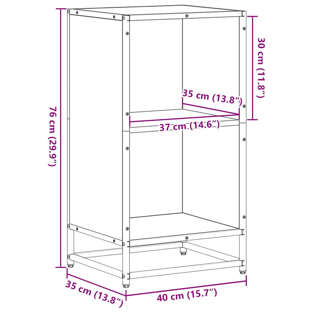 vidaXL Book Cabinet Brown Oak 40x35x76 cm Engineered Wood
