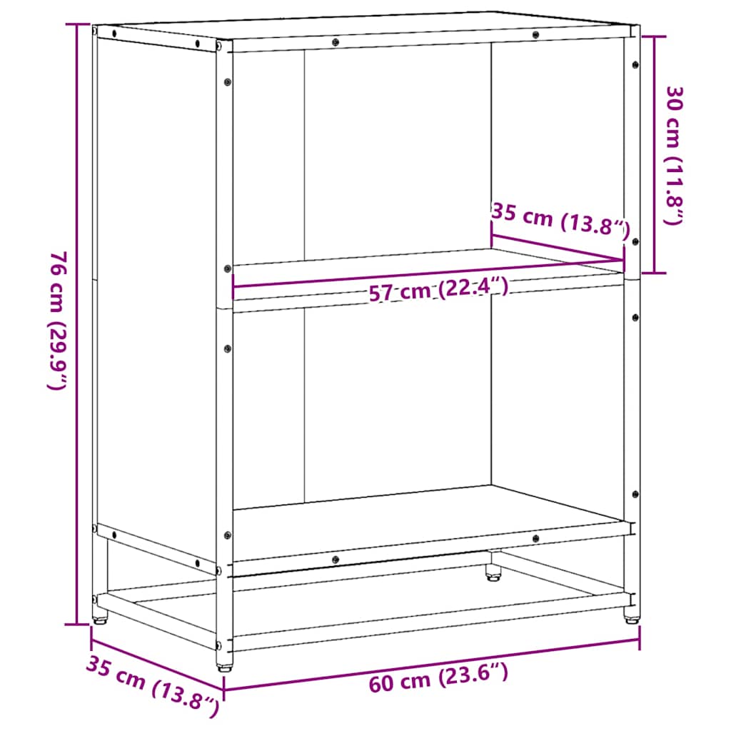 vidaXL Book Cabinet Grey Sonoma 60x35x76 cm Engineered Wood