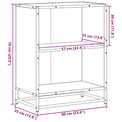 vidaXL Book Cabinet Brown Oak 60x35x76 cm Engineered Wood