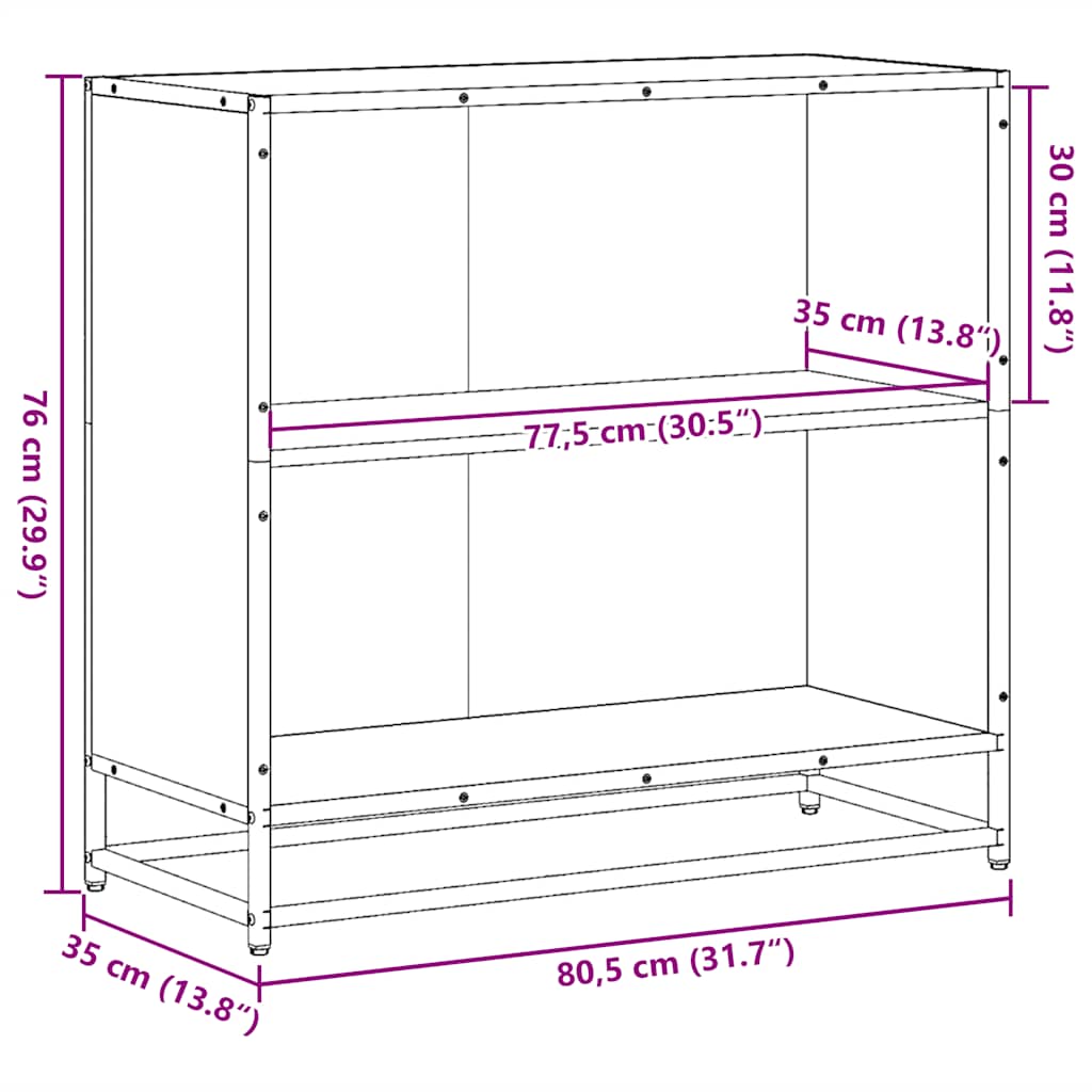 vidaXL Book Cabinet Black 80.5x35x76 cm Engineered Wood