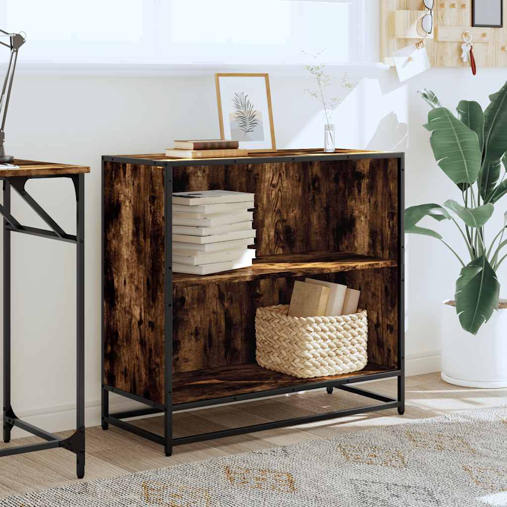 vidaXL Book Cabinet Smoked Oak 80.5x35x76 cm Engineered Wood