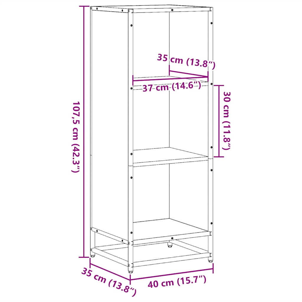 vidaXL Book Cabinet Sonoma Oak 40x35x107.5 cm Engineered Wood