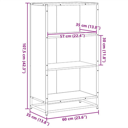 vidaXL Book Cabinet Black 60x35x107.5 cm Engineered Wood
