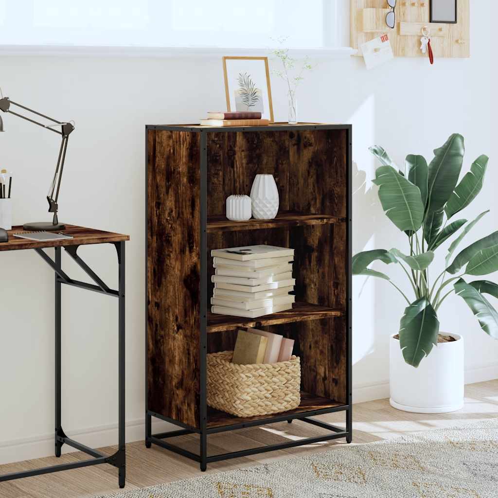 vidaXL Book Cabinet Smoked Oak 60x35x107.5 cm Engineered Wood
