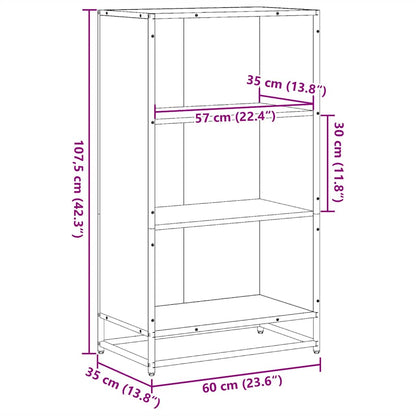 vidaXL Book Cabinet Smoked Oak 60x35x107.5 cm Engineered Wood