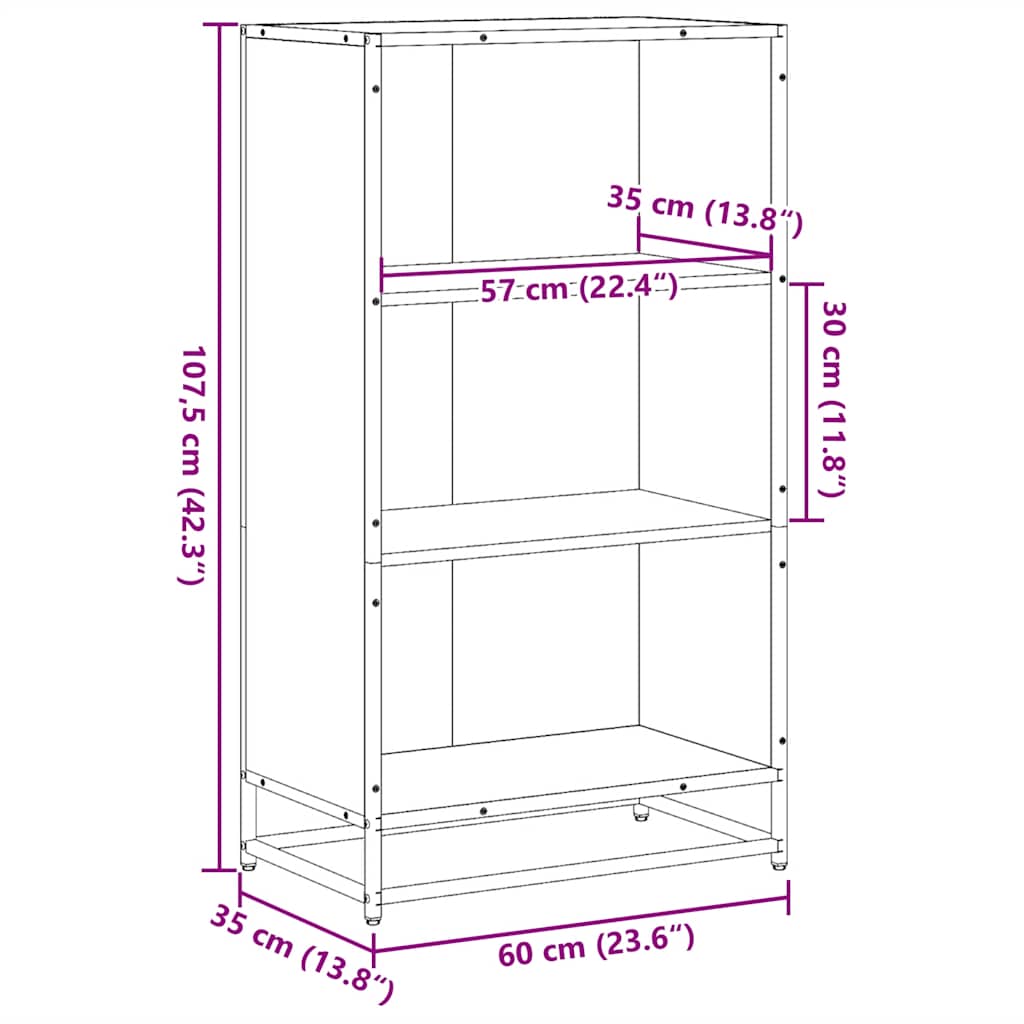vidaXL Book Cabinet Grey Sonoma 60x35x107.5 cm Engineered Wood