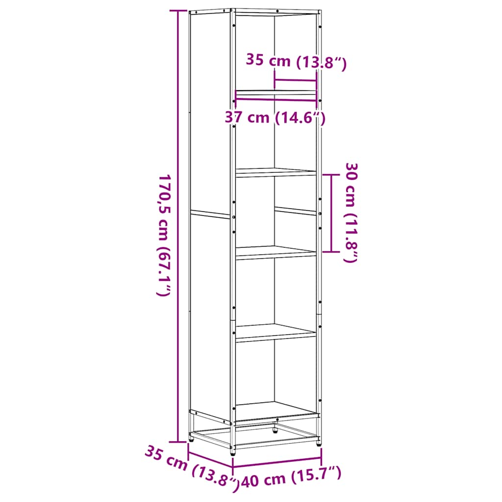 vidaXL Book Cabinet Grey Sonoma 40x35x170.5 cm Engineered Wood