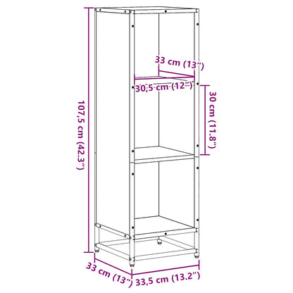 vidaXL Book Cabinet Smoked Oak 33.5x33x107.5 cm Engineered Wood