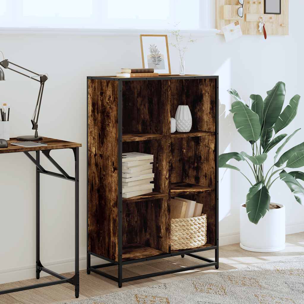 vidaXL Book Cabinet Smoked Oak 65.5x33x107.5 cm Engineered Wood