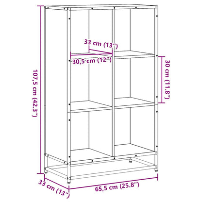 vidaXL Book Cabinet Smoked Oak 65.5x33x107.5 cm Engineered Wood