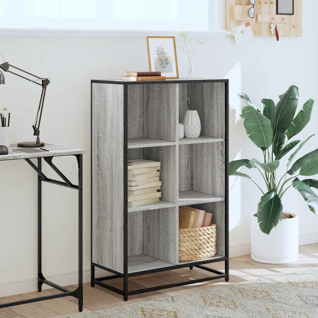 vidaXL Book Cabinet Grey Sonoma 65.5x33x107.5 cm Engineered Wood