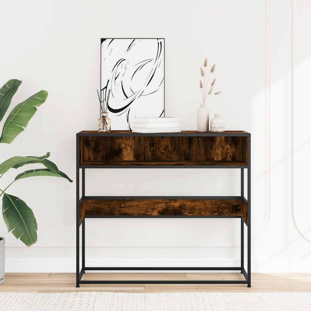 vidaXL Console Table Smoked Oak 90x35x80 cm Engineered Wood