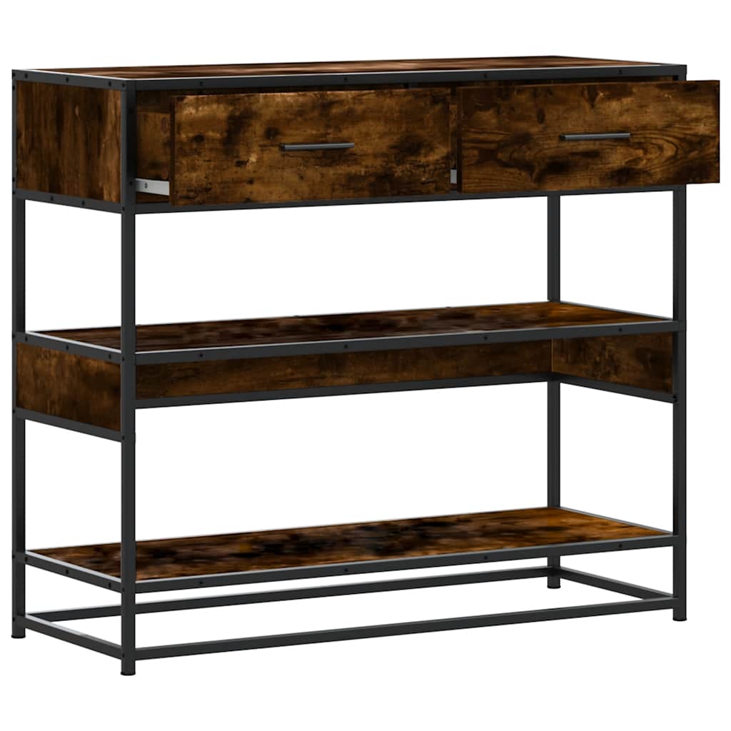 vidaXL Console Table Smoked Oak 90x35x80 cm Engineered Wood