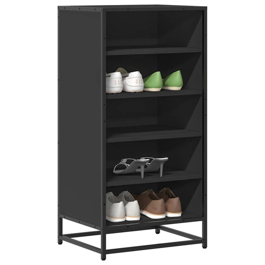 vidaXL Shoe Rack Black 48x38x97.5 cm Engineered Wood