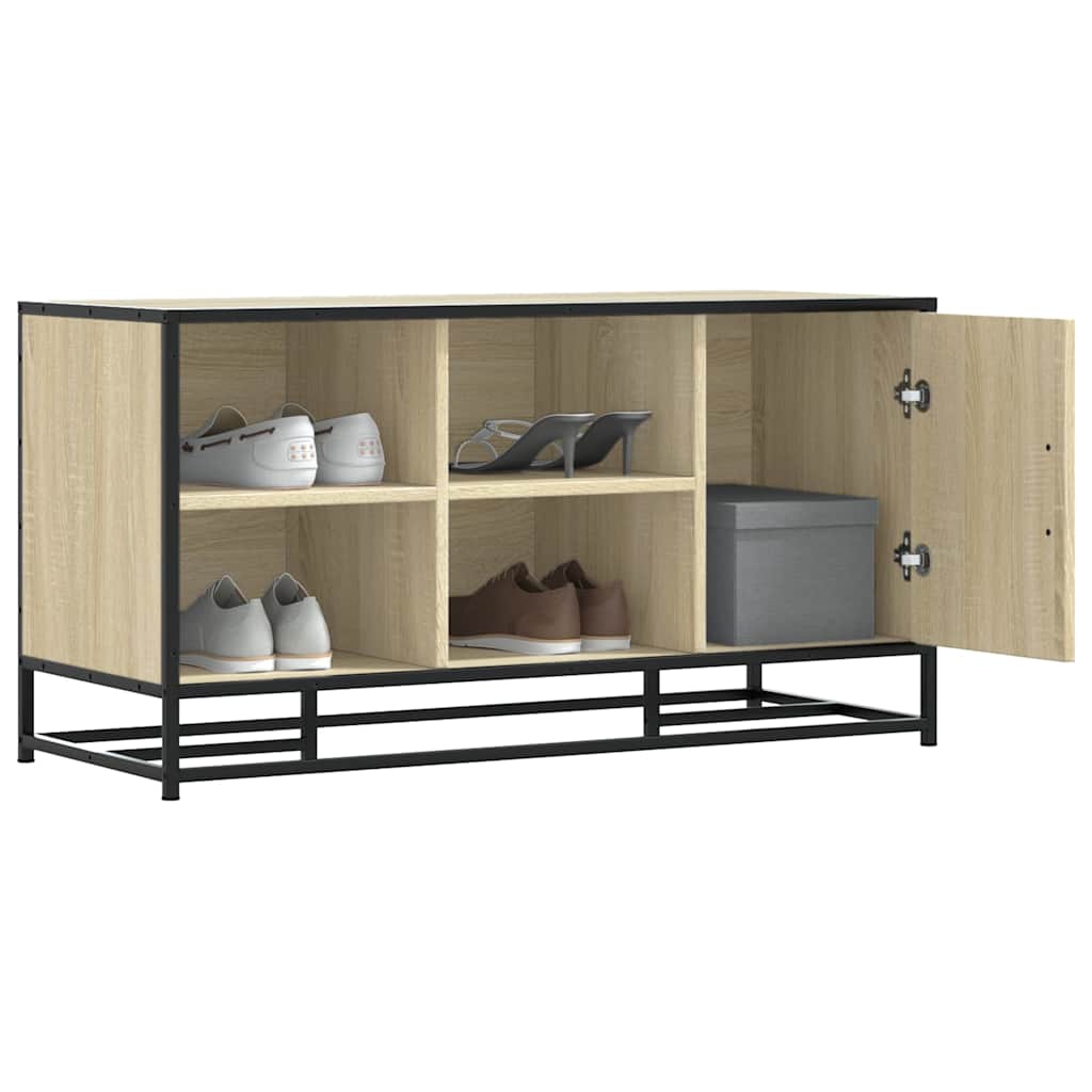 vidaXL Shoe Bench Sonoma Oak 100x40x53,5 cm Engineered Wood and Metal