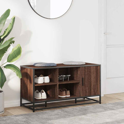 vidaXL Shoe Bench Brown Oak 100x40x53,5 cm Engineered Wood and Metal