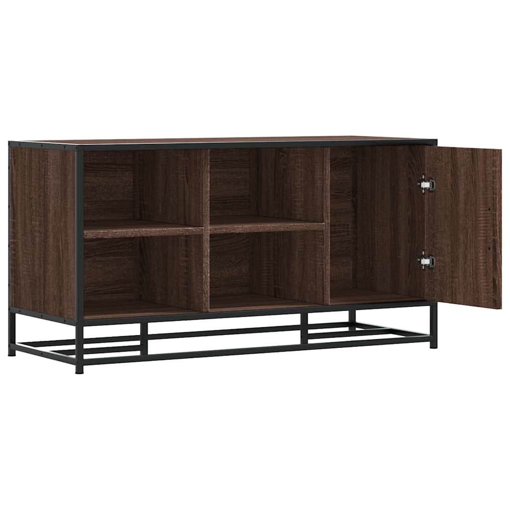 vidaXL Shoe Bench Brown Oak 100x40x53.5 cm Engineered Wood and Metal