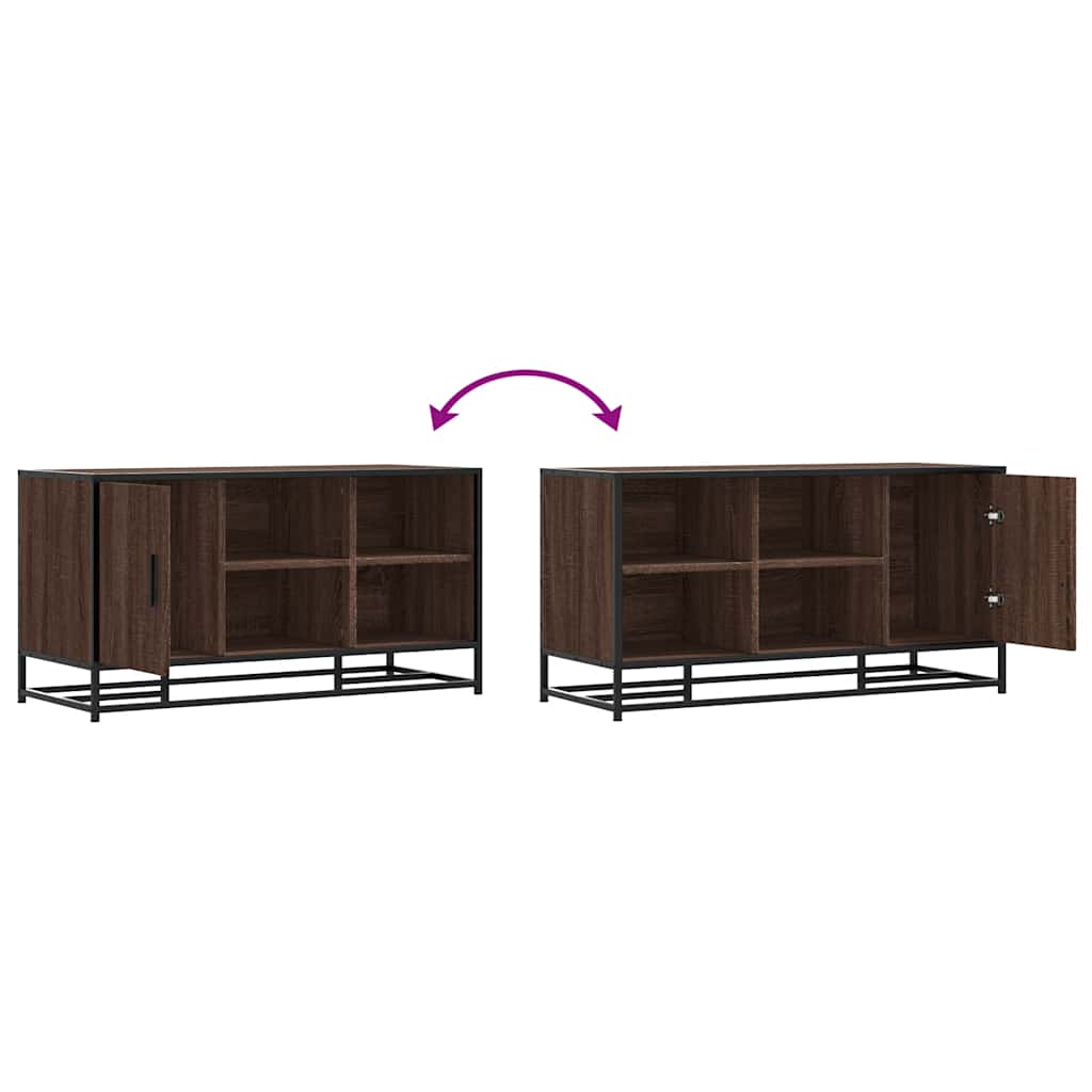 vidaXL Shoe Bench Brown Oak 100x40x53,5 cm Engineered Wood and Metal