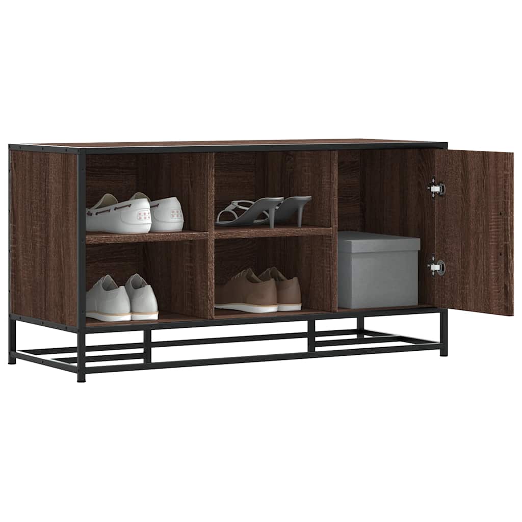 vidaXL Shoe Bench Brown Oak 100x40x53,5 cm Engineered Wood and Metal