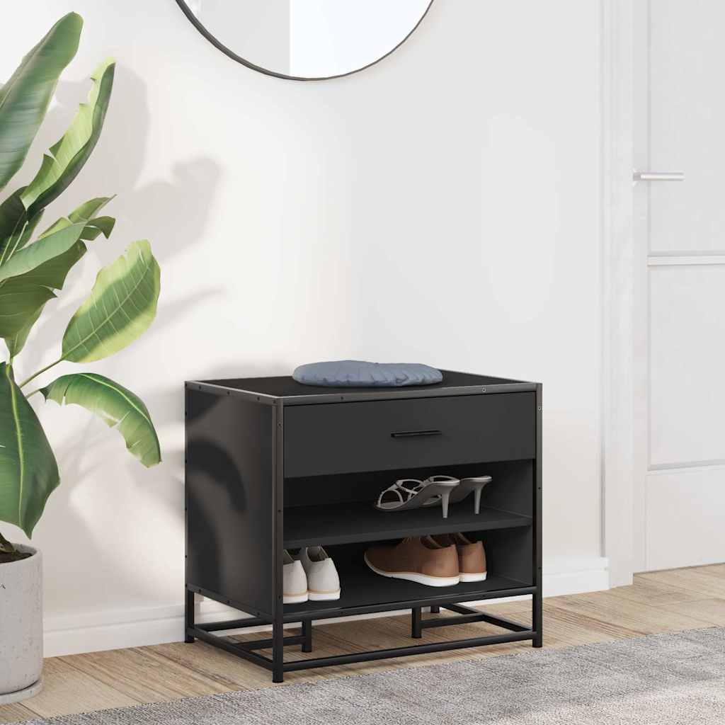 vidaXL Shoe Bench Black 60x40x53.5 cm Engineered Wood and Metal