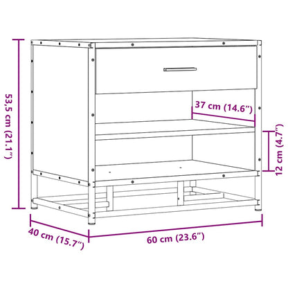 vidaXL Shoe Bench Sonoma Oak 60x40x53.5 cm Engineered Wood and Metal