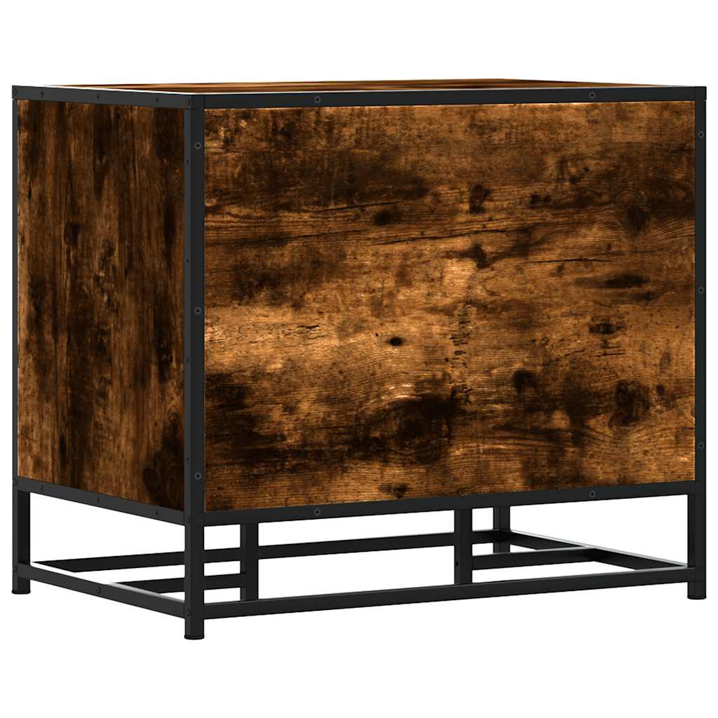 vidaXL Shoe Bench Smoked Oak 60x40x53.5 cm Engineered Wood and Metal