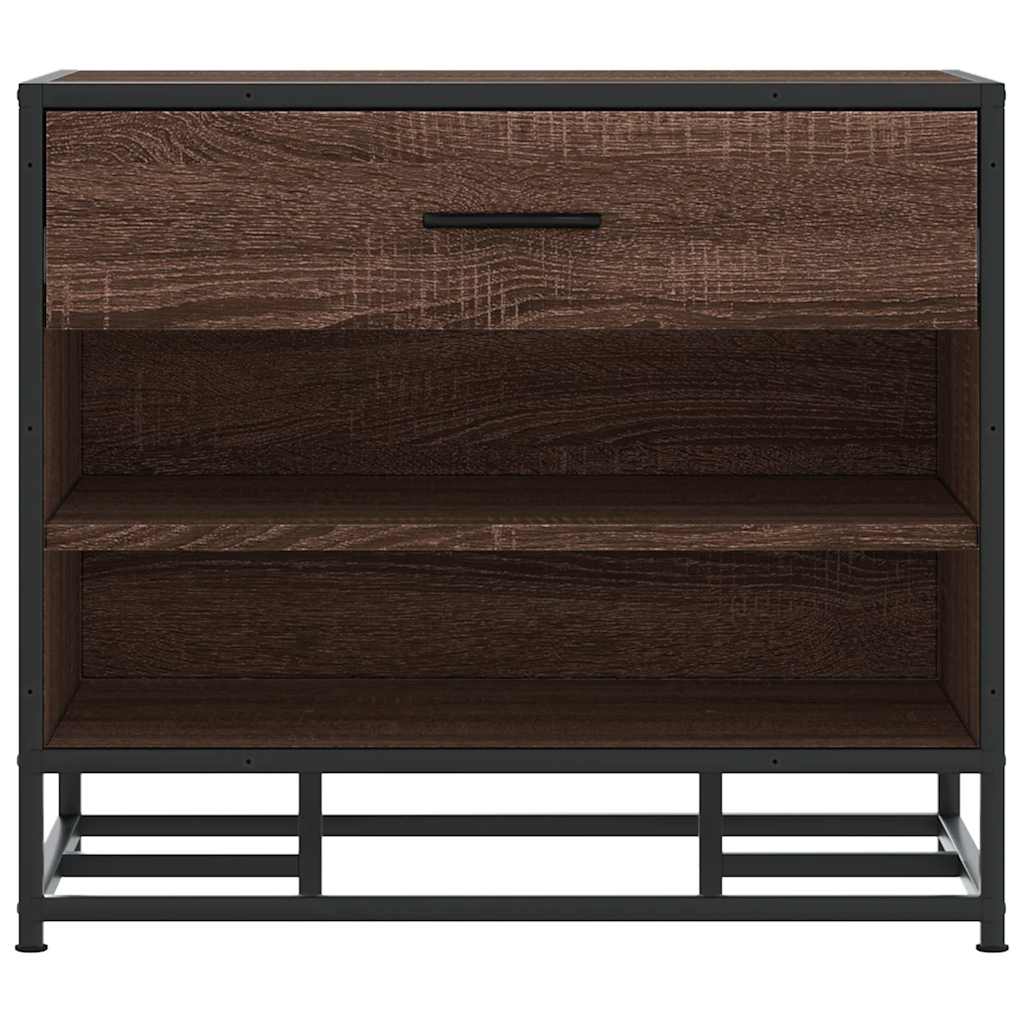 vidaXL Shoe Bench Brown Oak 60x40x53.5 cm Engineered Wood and Metal