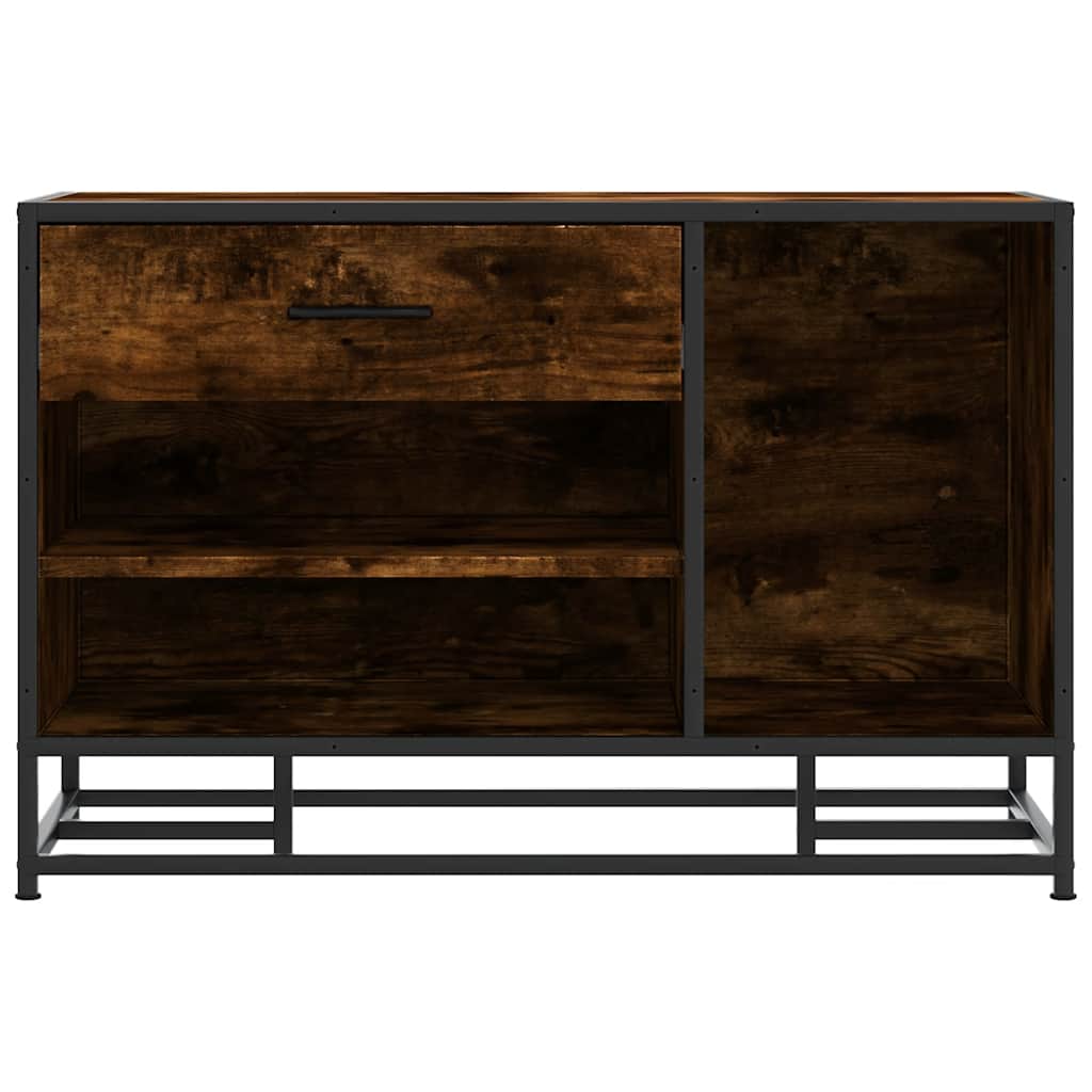 vidaXL Shoe Bench Smoked Oak 80x40x53.5 cm Engineered Wood and Metal