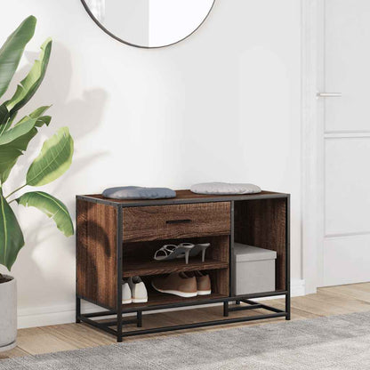 vidaXL Shoe Bench Brown Oak 80x40x53.5 cm Engineered Wood and Metal
