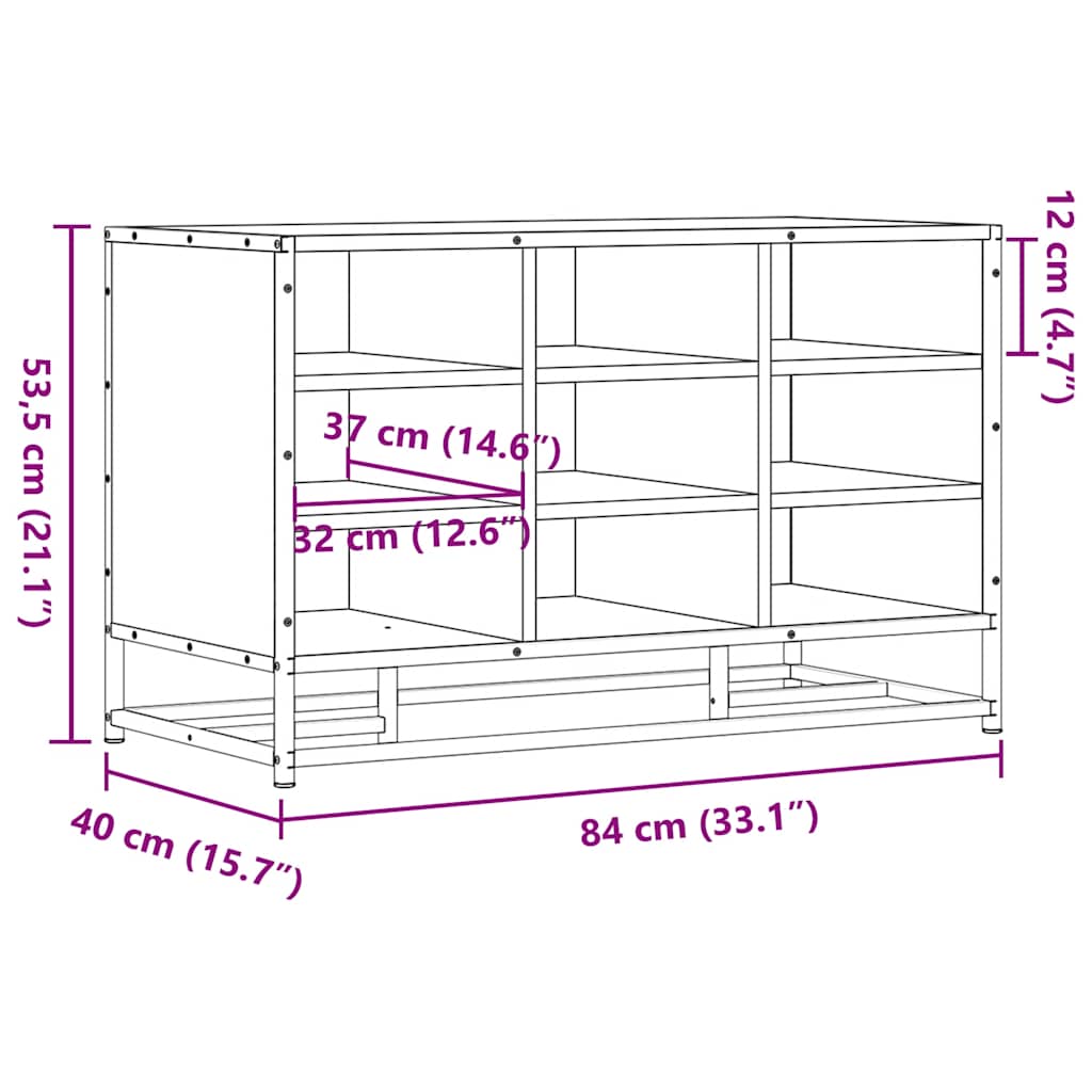 vidaXL Shoe Bench Black 84x40x53.5 cm Engineered Wood and Metal